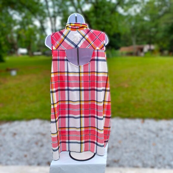 Sleeveless Plaid Button-Up Shirt With Front Tie  New York Laundry  1X - Picture 6 of 7